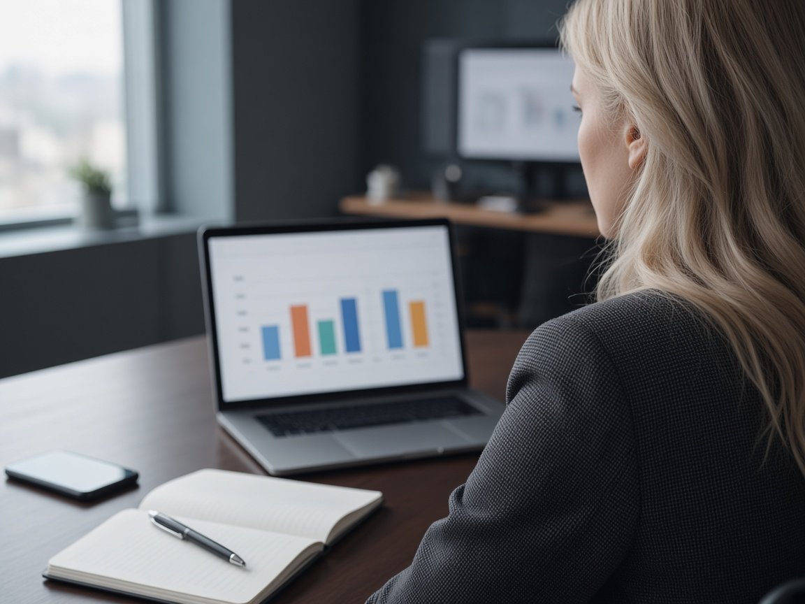 Personne en reconversion professionnelle préparant un entretien salarial devant un ordinateur portable
